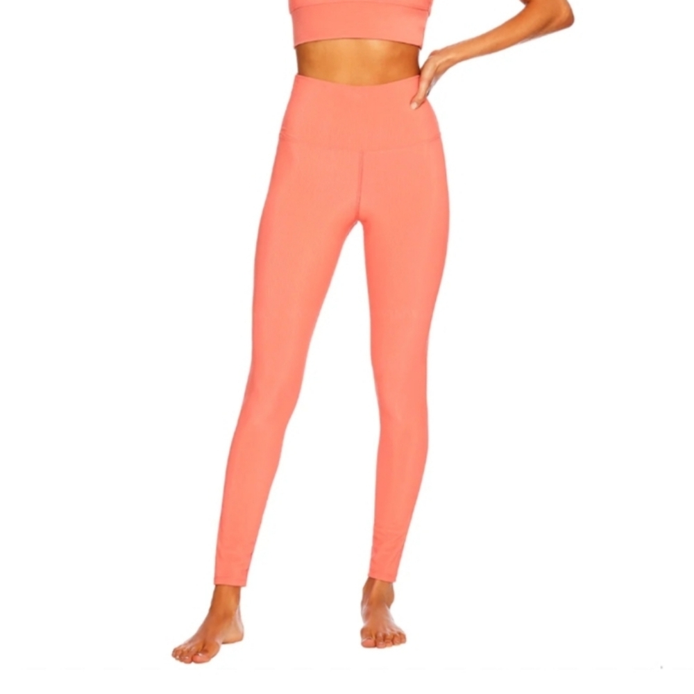 Beach Riot Ayla Ribbed Leggings In Coral Size XS